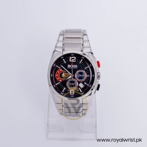 Hugo Boss Men’s Quartz Silver Stainless Steel Black Dial 44mm Watch 1512738