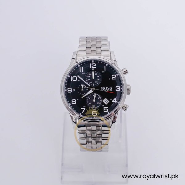 Hugo Boss Men’s Quartz Silver Stainless Steel Black Dial 44mm Watch 1512446