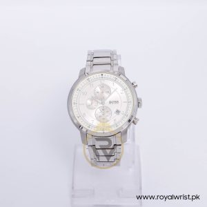 Hugo Boss Men’s Quartz Silver Stainless Steel Silver White Dial 45mm Watch 1512642