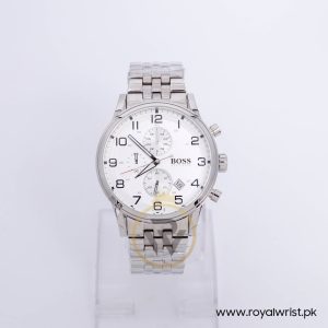 Hugo Boss Men’s Quartz Silver Stainless Steel White Dial 44mm Watch 1512445