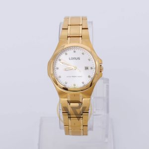 Lorus Women’s Quartz Gold Stainless Steel Silver Dial 30mm Watch RJ286AX9