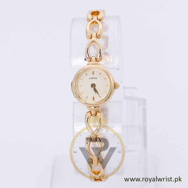 Lorus Women’s Quartz Gold Stainless Steel Champagne Dial 18mm Watch REG72BX9