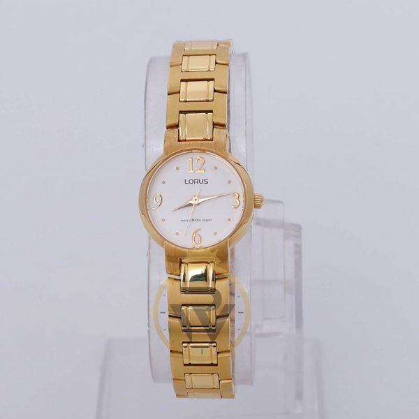Lorus Women’s Quartz Gold Stainless Steel White Dial 23mm Watch RRS4UQX9