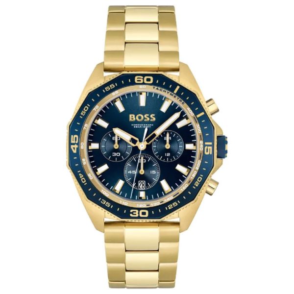 Hugo Boss Men’s Quartz Gold Stainless Steel Blue Dial 44mm Watch 1513973