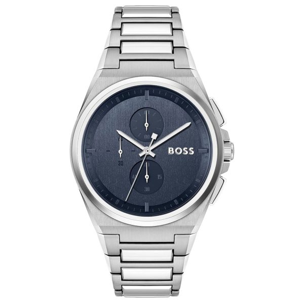Hugo Boss Men’s Quartz Silver Stainless Steel Blue Dial 46mm Watch 1514048