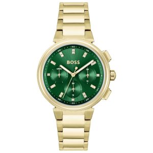 Hugo Boss Women’s Quartz Gold Stainless Steel Green Dial 38mm Watch 1502679