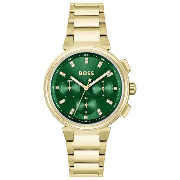 Hugo Boss Women’s Quartz Gold Stainless Steel Green Dial 38mm Watch 1502679