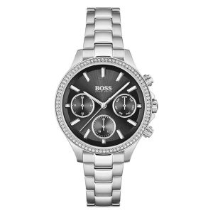 Hugo Boss Women’s Quartz Silver Stainless Steel Black Dial 38mm Watch 1502593