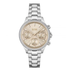 Hugo Boss Women’s Quartz Silver Stainless Steel Gold Dial 38mm Watch 1502565