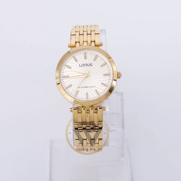 Lorus Women’s Quartz Gold Stainless Steel Champagne Dial 34mm Watch RRS44UX9
