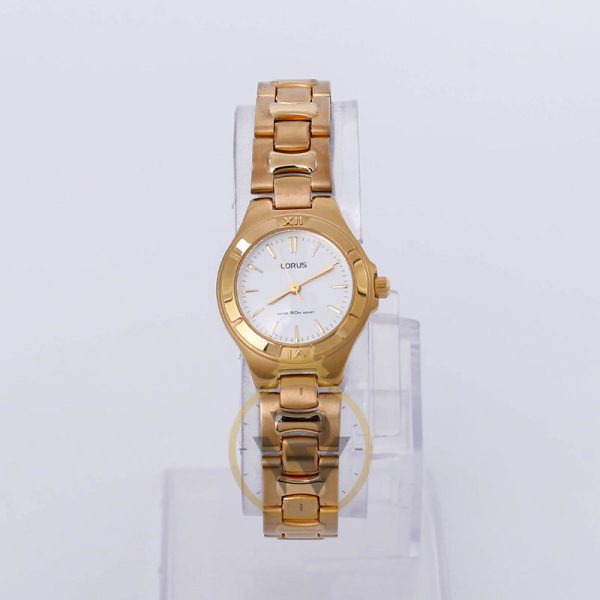 Lorus Women’s Quartz Gold Stainless Steel White Dial 25mm Watch RRS06GX9