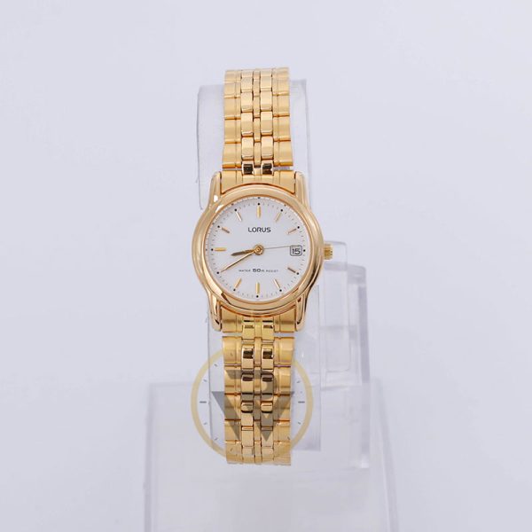 Lorus Women’s Quartz Gold Stainless Steel White Dial 24mm Watch RTX20BX9