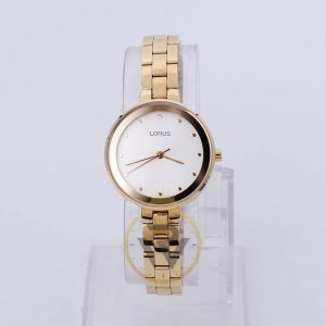 Lorus Women’s Quartz Gold Stainless Steel White Dial 30mm Watch RC294LX9