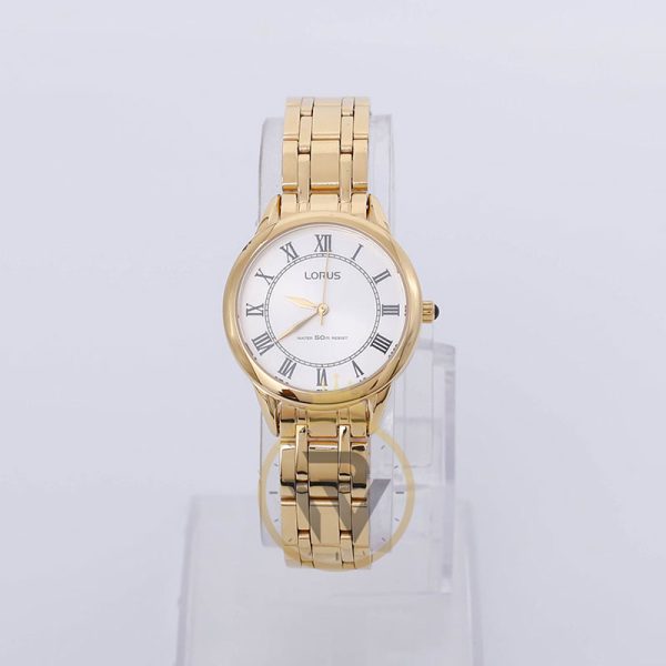 Lorus Women’s Quartz Gold Stainless Steel Silver Sunray Dial 30mm Watch RG254JX9