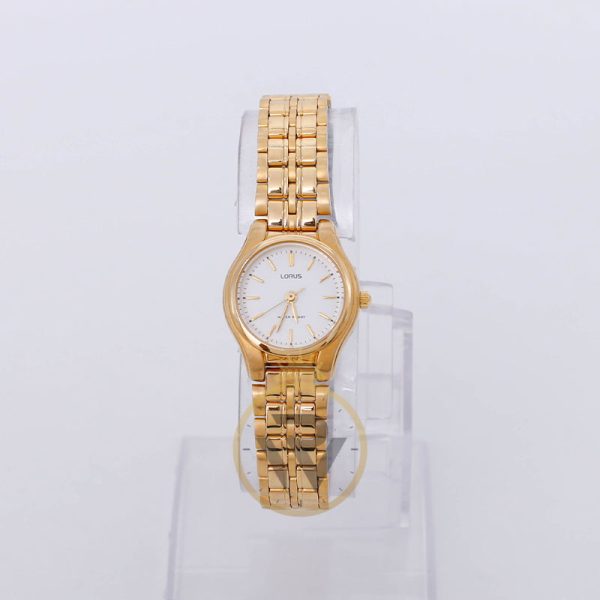 Lorus Women’s Quartz Gold Stainless Steel White Dial 23mm Watch RRS86KX9