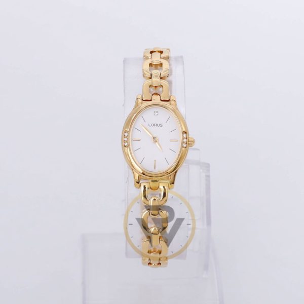 Lorus Women’s Quartz Gold Stainless Steel White Dial 22mm Watch RRW46X9