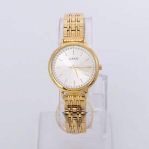 Lorus Women’s Quartz Gold Stainless Steel Champagne Dial 30mm Watch RG202NX9