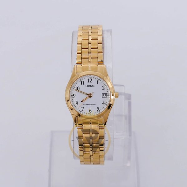Lorus Women’s Quartz Gold Stainless Steel White Dial 24mm Watch RH766AX9