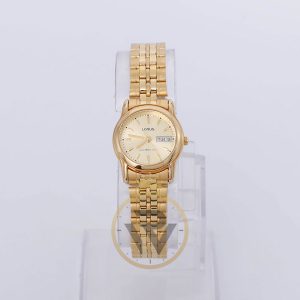 Lorus Women’s Quartz Gold Stainless Steel Gold Dial 24mm Watch RX406AX9S