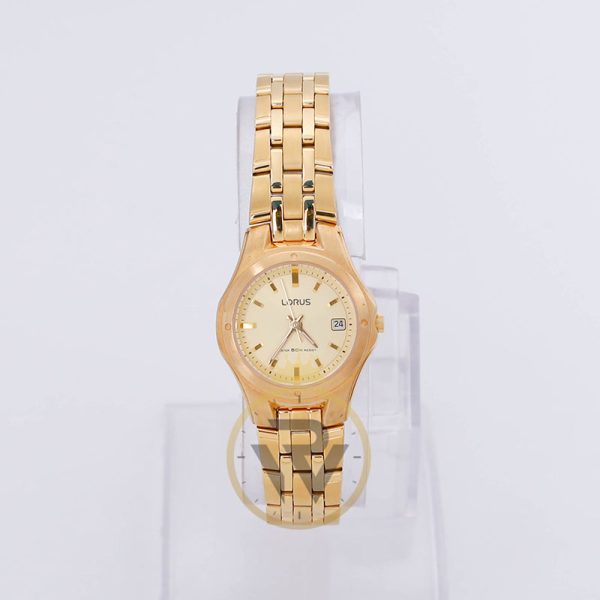 Lorus Women’s Quartz Gold Stainless Steel Gold Dial 25mm Watch RXT74BX9