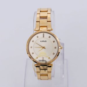 Lorus Women’s Quartz Gold Stainless Steel Champagne Dial 34mm Watch RRS88UX9