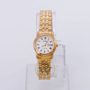 Lorus Women’s Quartz Gold Stainless Steel White Dial 24mm Watch RX2AX9S