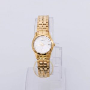 Lorus Women’s Quartz Gold Stainless Steel White Dial 24mm Watch RH768AX9