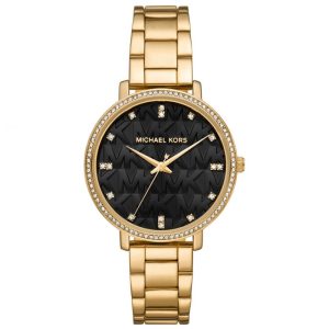 Michael Kors Women’s Quartz Gold Stainless Steel Black Dial 38mm Watch MK4593