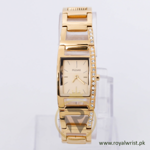 Pulsar Women’s Quartz Gold Stainless Steel Gold Dial 21mm Watch 8N0443