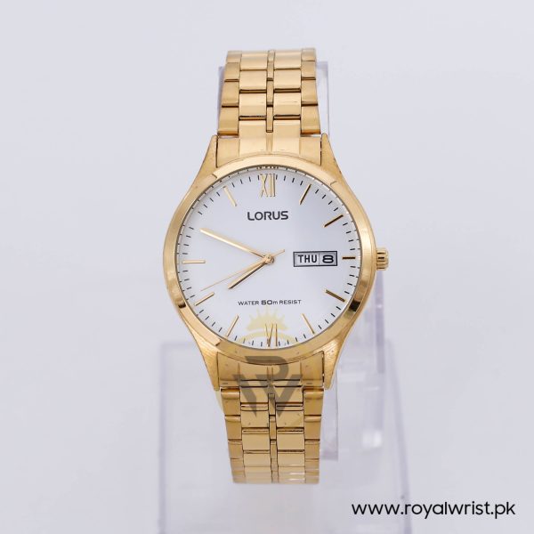 Lorus Men’s Quartz Gold Stainless Steel White Dial 37mm Watch RXN02DX9