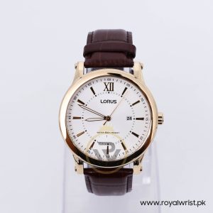 Lorus Men’s Quartz Brown Leather Strap White Dial 44mm Watch RH906FX9