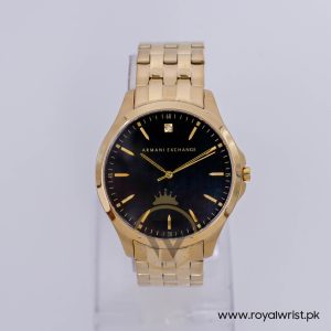 Armani Exchange Men’s Quartz Gold Stainless Steel Black Dial 46mm Watch AX1357/1