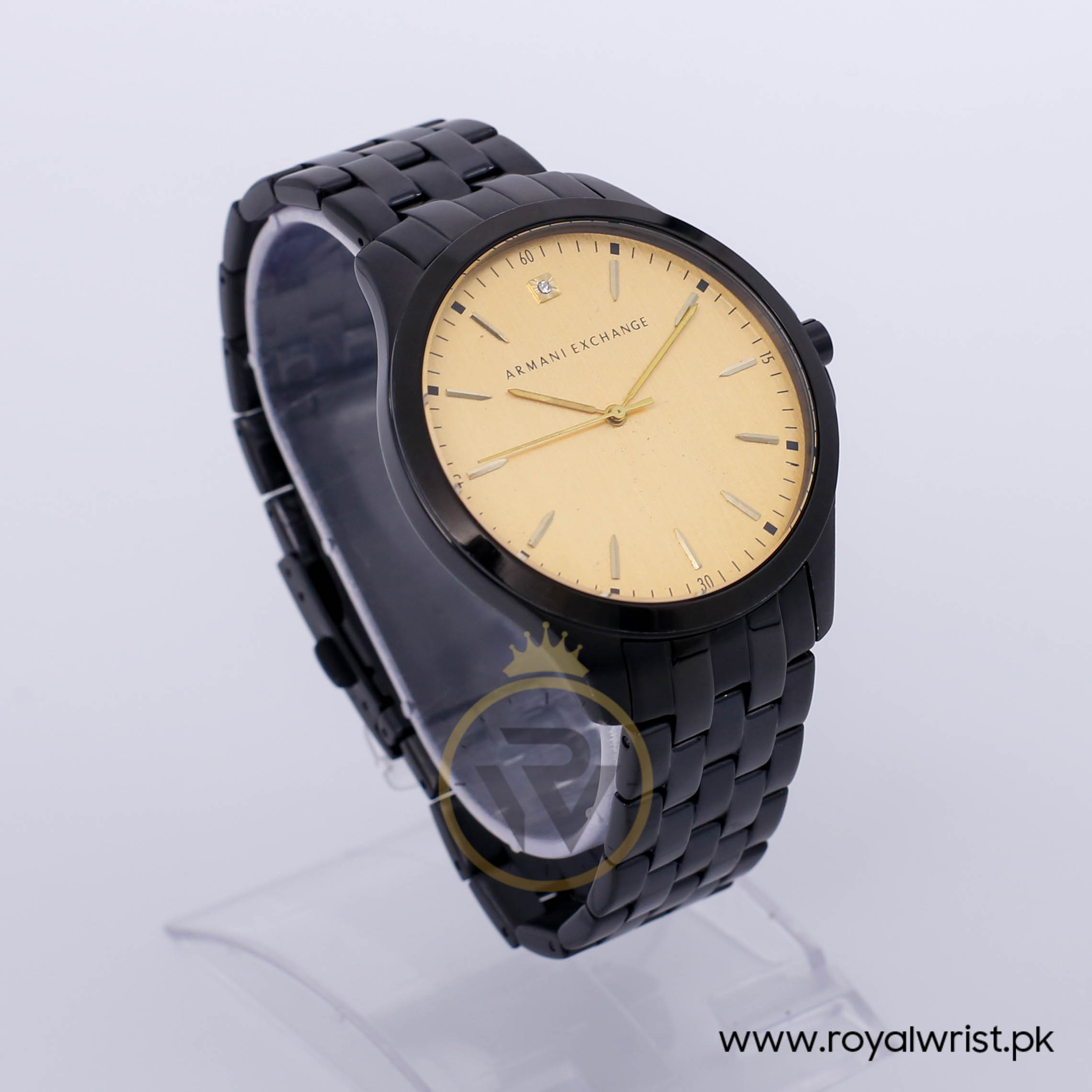 Armani exchange watch black and clearance gold