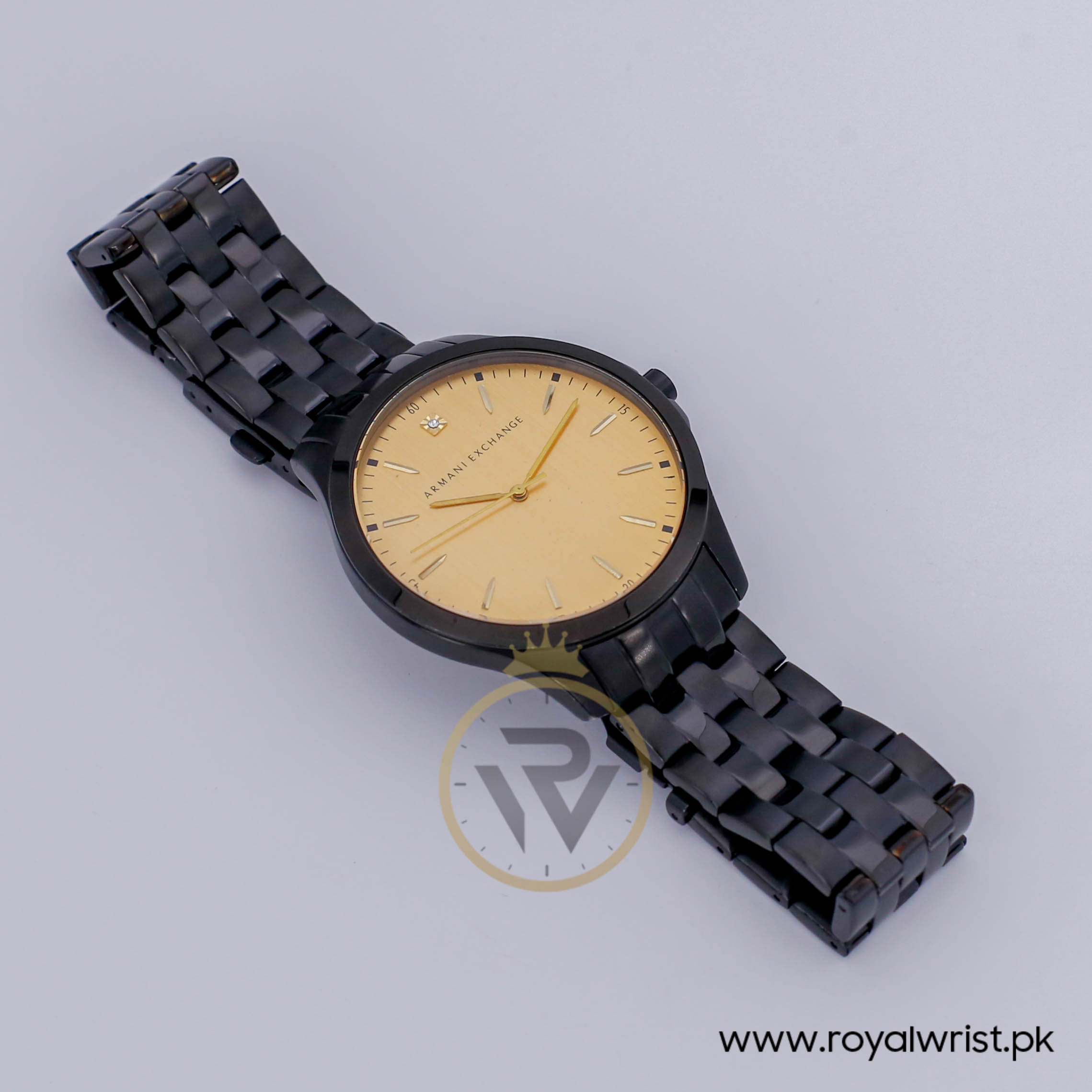 Armani exchange watch discount black and gold