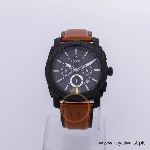 Fossil Men’s Quartz Brown Leather Strap Black Dial 45mm Watch FS4616