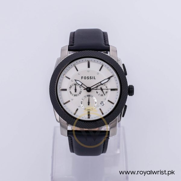 Fossil Men’s Quartz Black Leather Strap White Dial 45mm Watch FS4616