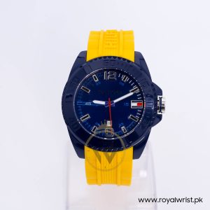 Tommy Hilfiger Men’s Quartz Yellow Silicone Strap Dark Blue Dial 46mm Watch 1791043/2
