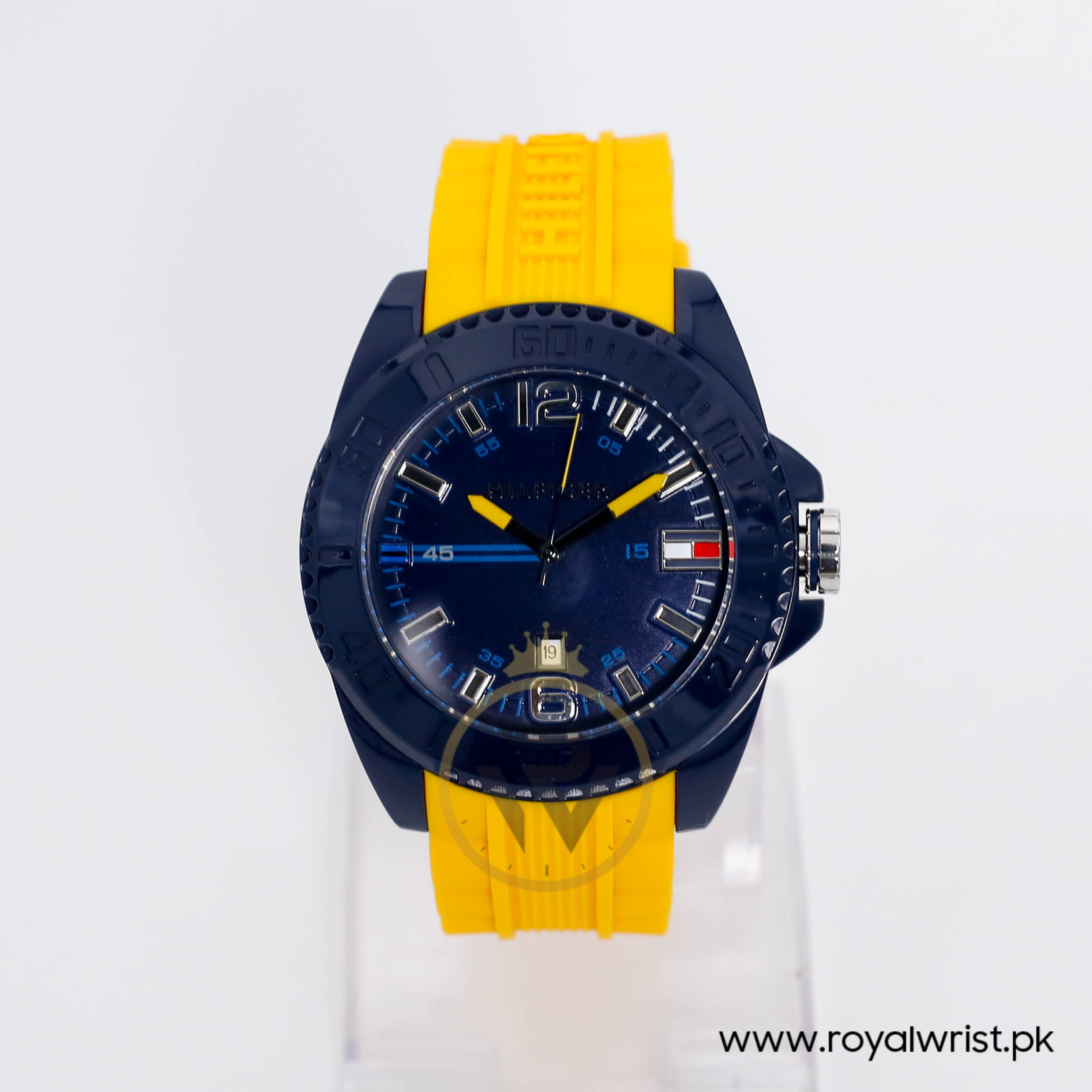 Tommy Hilfiger Men's Quartz Plastic and Silicone Strap Sporty Watch, Color:  Navy (Model: 1791803)