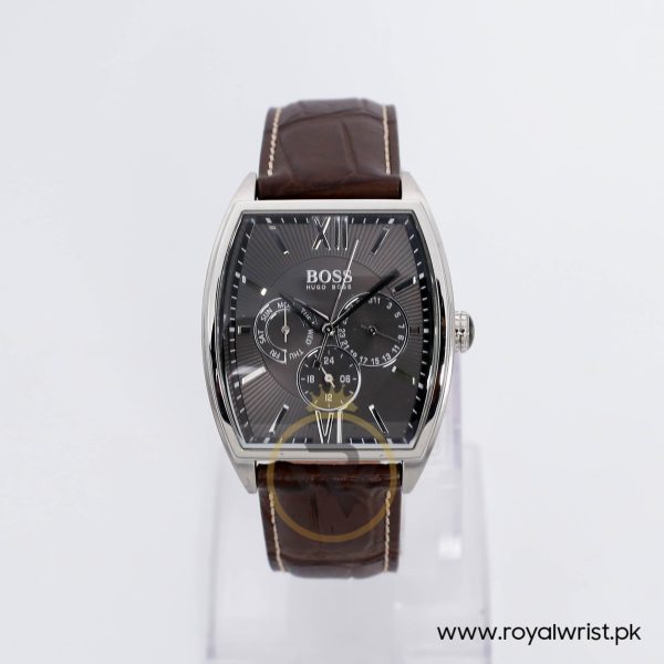 Hugo Boss Men’s Quartz Brown Leather Strap Grey Dial 38mm Watch 15123689