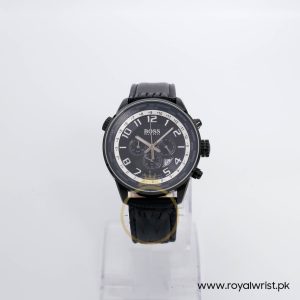 Hugo Boss Men’s Quartz Black Leather Strap Black Dial 44mm Watch 1512741