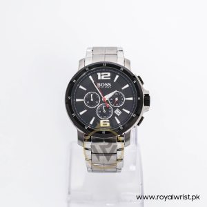 Hugo Boss Men’s Quartz Silver Stainless Steel Black Dial 46mm Watch 1512600