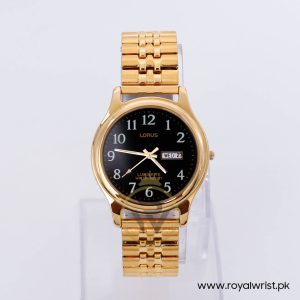 Lorus Men’s Quartz Gold Stainless Steel Black Dial 37mm Watch RXF44AXF9