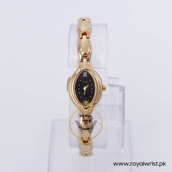 Pulsar Women’s Quartz Gold Stainless Steel Black Dial 19mm Watch PTC314X1