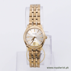 Pulsar Women’s Quartz Gold Stainless Steel Champagne Dial 25mm Watch PH7536X1