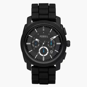 Fossil Men’s Quartz Black Silicone Strap Black Dial 45mm Watch FS4487