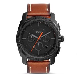 Fossil Men’s Quartz Brown Leather Strap Black Dial 45mm Watch FS5234