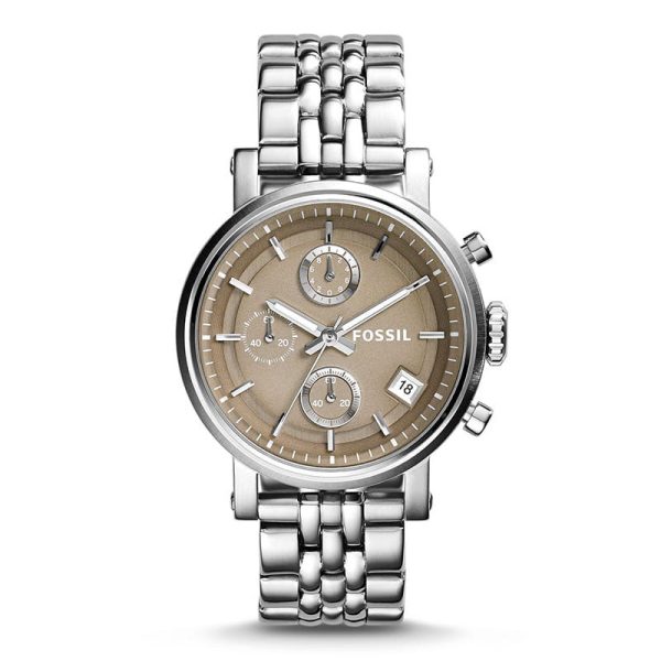 Fossil Women’s Quartz Silver Stainless Steel Brown Dial 39mm Watch ES3747