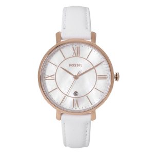 Fossil Women’s Quartz White Leather Strap Mother OF Pearl Dial 36mm Watch ES4579