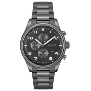 Hugo Boss Men’s Quartz Grey Stainless Steel Grey Dial 44mm Watch 1513991