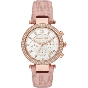 Michael Kors Women’s Quartz Pink Leather Strap White Dial 39mm Watch MK6935
